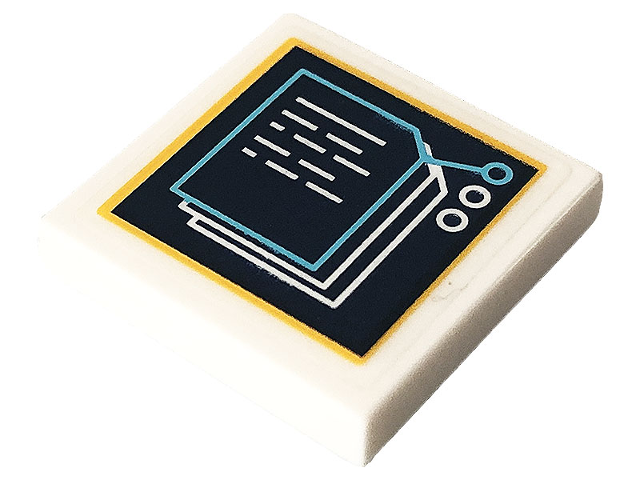 Tile 2 x 2 with Display Screen, Medium Azure and White Documents and Bright Light Orange Border Pattern (Sticker) - Set 41232