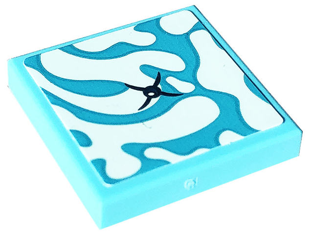 Tile 2 x 2 with Cushion with Light Aqua Splotches and Black Button Pattern (Sticker) - Set 41703