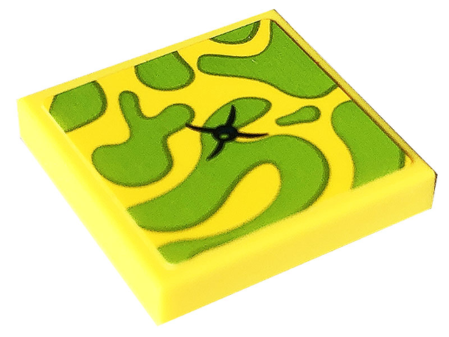 Tile 2 x 2 with Cushion with Lime Splotches and Black Button Pattern (Sticker) - Set 41703