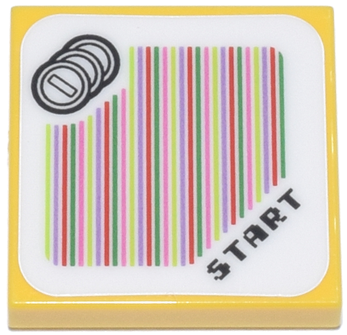 Tile 2 x 2 with Super Mario Scanner Code Coins and 'START' Pattern (Sticker) - Sets 71390 / 71434