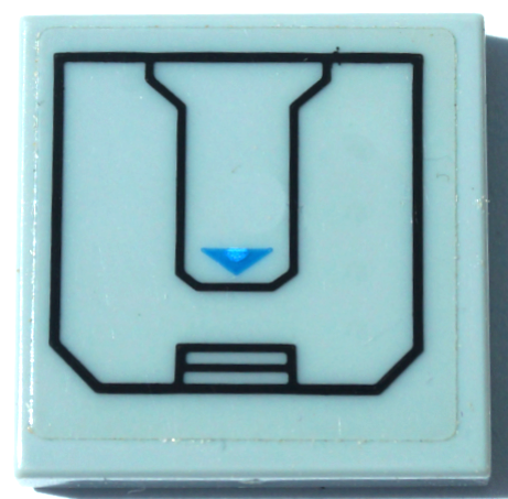 Tile 2 x 2 with Hatch Panel, Black Lines with Cut Corners and Dark Azure Triangle Pattern (Sticker) - Set 60194