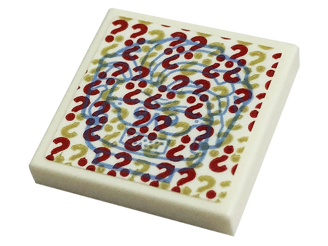 Tile 2 x 2 with Question Marks and Riddler Minifigure Head Pattern (Sticker) - Set 76183