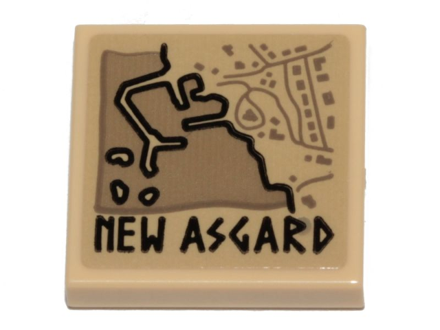 Tile 2 x 2 with Map 'NEW ASGARD' Pattern (Sticker) - Set 76208