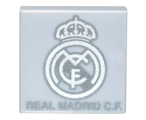 Tile 2 x 2 with Silver Real Madrid Logo and 'REAL MADRID C.F.' Pattern