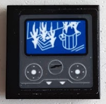 Tile 2 x 2 with Screen with Trash Can and Newspaper on Fire and Buttons Pattern (Sticker) - Set 60215