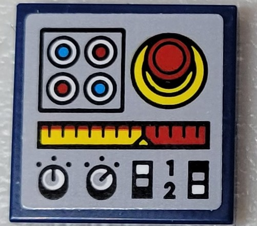 Tile 2 x 2 with 4 Buttons, Gauge, Number 1 and 2, Dials and Joystick Pattern (Sticker) - Set 10303
