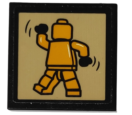 Tile 2 x 2 with Picture of Yellow Dancing Minifigure Pattern (Sticker) - Set 10292