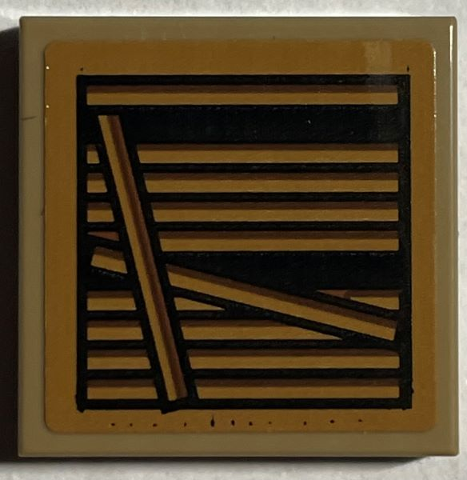 Tile 2 x 2 with Air Vent with Broken Slats Pattern 2 (Sticker) - Set 76407