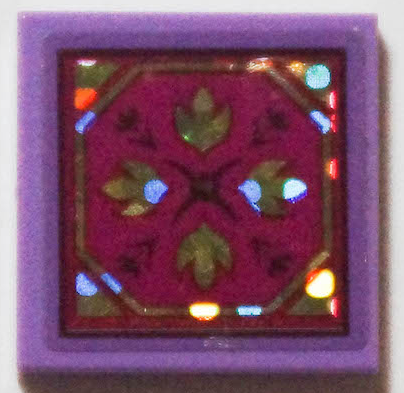 Tile 2 x 2 with Cushion, Button and Holographic Arendelle Crest Flowers on Magenta Background Pattern (Sticker) - Set 41167