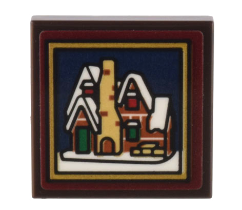 Tile 2 x 2 with Framed Picture of Gingerbread House (Set 10267) Pattern (Sticker) - Set 10308