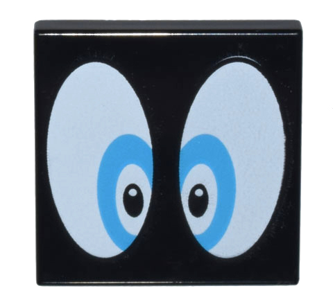 Tile 2 x 2 with Large Dark Azure and White Eyes Pattern (Super Mario Iggy)