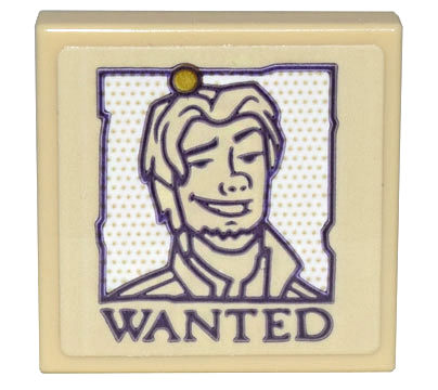 Tile 2 x 2 with Tan Poster with Smiling Man Flynn Rider on White Background and 'WANTED' Pattern (Sticker) - Set 43205