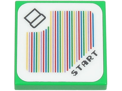 Tile 2 x 2 with Super Mario Scanner Code Pipe and 'START', Round Corner Pattern (Sticker) - Sets 71403 / 71441