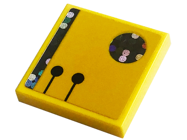 Tile 2 x 2 with Holographic Stripe and Circle, Black Lines and Dots Pattern (Sticker) - Set 41708