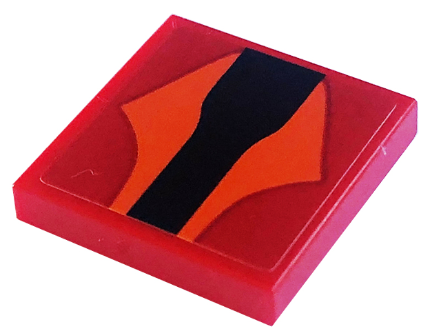 Tile 2 x 2 with Black Vein and Orange Trim Pattern (Sticker) - Set 75574