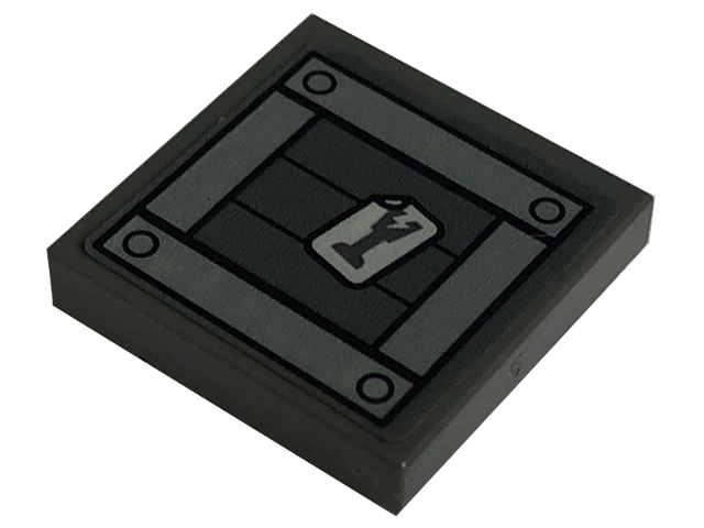 Tile 2 x 2 with Light Bluish Gray Crate Lid with Wooden Boards and Cracked Goblet Pattern (Sticker) - Set 76179