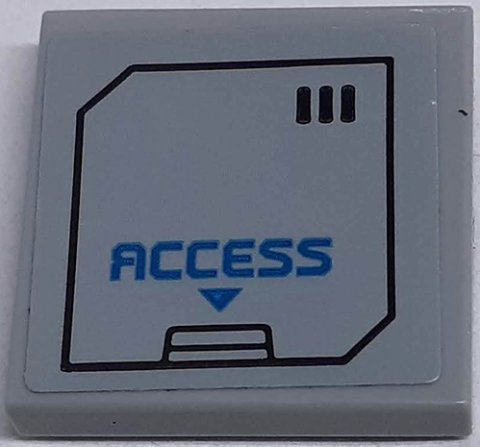 Tile 2 x 2 with Dark Azure 'ACCESS' and Arrow on Hatch with Black Vents Pattern (Sticker) - Set 60195