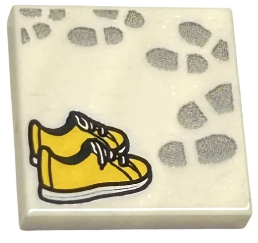 Tile 2 x 2 with Yellow Shoes and Light Bluish Gray Footprints Pattern