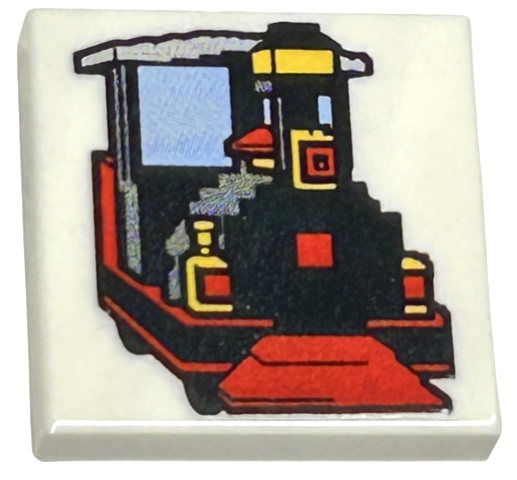 Tile 2 x 2 with Black, Red and Yellow LEGO Steam Engine Pattern