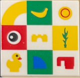 Tile 2 x 2 with Macaroni Tile, Banana, Round Plate 1 x 1, Eye, Arch, Flame, Duckling, Quarter Tile and Cup Pattern