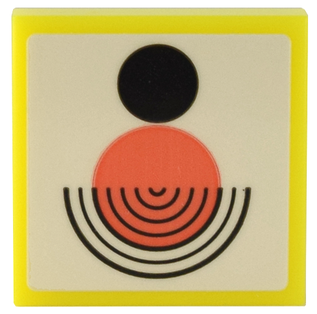 Tile 2 x 2 with Picture with Black and Coral Circles and Half Circle Lines Pattern (Sticker) - Set 41732