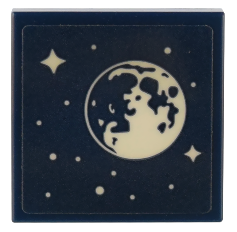 Tile 2 x 2 with White Moon and Stars Pattern (Sticker) - Set 41732