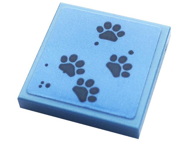 Tile 2 x 2 with Dark Blue Paw Prints Pattern (Sticker) - Set 41738