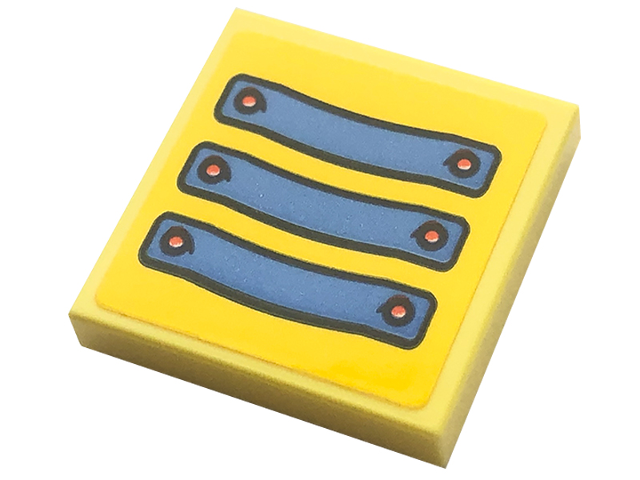 Tile 2 x 2 with 3 Medium Blue Straps and Coral Dots with Black Outline Pattern (Sticker) - Set 41738