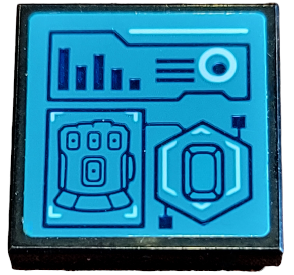 Tile 2 x 2 with Avengers Infinity Gauntlet, Stone, Bar Chart, Lines and Hexagon on Dark Turquoise Background Pattern (Sticker) - Set 76126