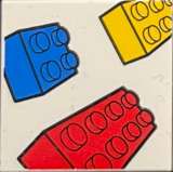 Tile 2 x 2 with Blue, Red and Yellow Bricks Pattern