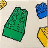 Tile 2 x 2 with Blue, Green and Yellow Bricks Pattern