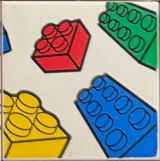 Tile 2 x 2 with Blue, Green, Red and Yellow Bricks Pattern