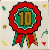 Tile 2 x 2 with Confetti and Award Ribbon with Number 10 Pattern