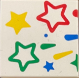 Tile 2 x 2 with Green, Red, Yellow and Blue Stars Pattern