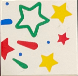 Tile 2 x 2 with Green, Red and Yellow Stars Pattern