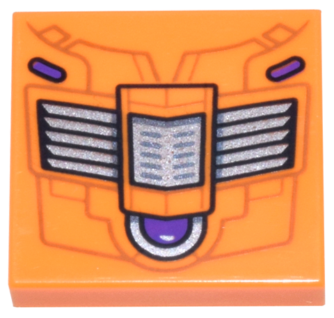 Tile 2 x 2 with Mechanical Panel with Silver Vents and Dark Purple Button and Ovals Pattern