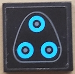 Tile 2 x 2 with 3 Dark Azure Circles, Dark Bluish Gray Dots and Curved Border Pattern (Sticker) - Set 75975