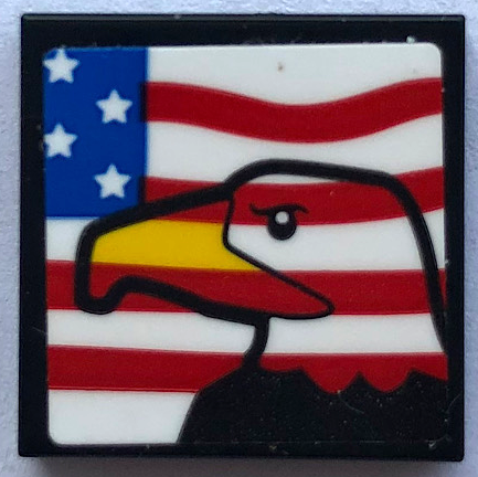 Tile 2 x 2 with United States of America (USA) Flag and Eagle Head Pattern (Sticker) - Set 21336