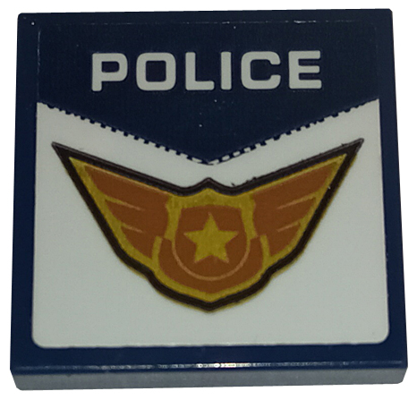 Tile 2 x 2 with White 'POLICE' and Gold Badge with Wings Pattern (Sticker) - Set 60210