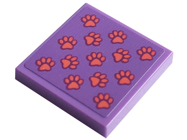 Tile 2 x 2 with Coral Paw Prints Pattern (Sticker) - Set 41741
