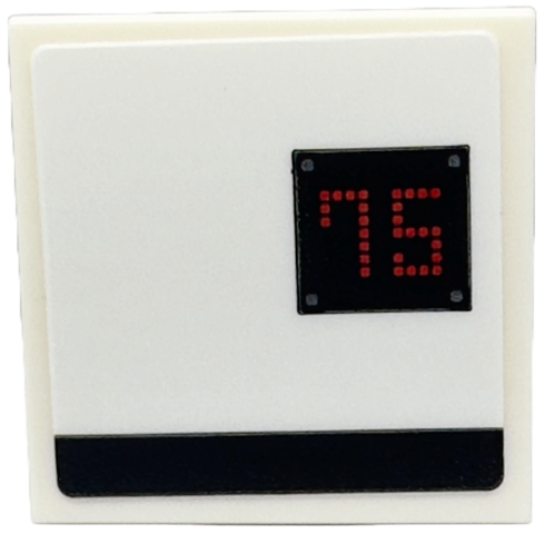 Tile 2 x 2 with Black Stripe and Square with Red Digital Number 75 Pattern Model Left Side (Sticker) - Set 76916