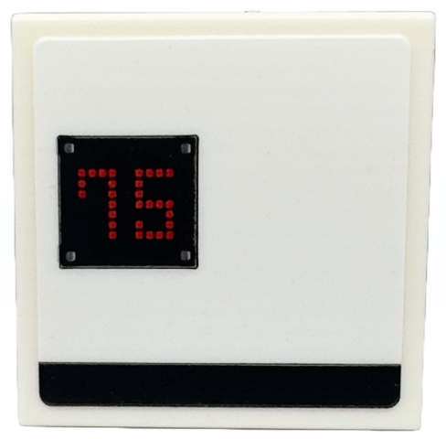Tile 2 x 2 with Black Stripe and Square with Red Digital Number 75 Pattern Model Right Side (Sticker) - Set 76916