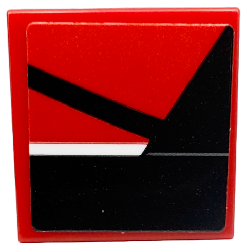 Tile 2 x 2 with White Line, Black Triangle and Stripe Pattern Model Left Side (Sticker) - Set 76916