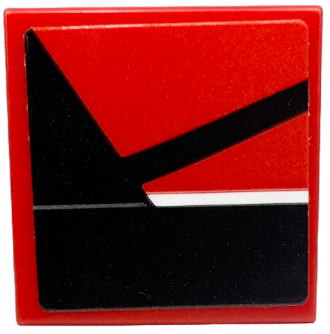 Tile 2 x 2 with White Line, Black Triangle and Stripe Pattern Model Right Side (Sticker) - Set 76916