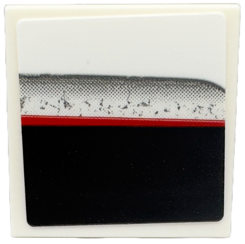 Tile 2 x 2 with Black Stripe, Red Line and Silver Edge Pattern Model Left Side (Sticker) - Set 76916