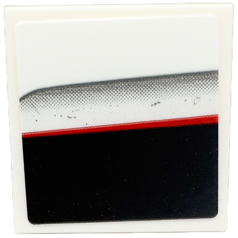 Tile 2 x 2 with Black Stripe, Red Line and Silver Edge Pattern Model Right Side (Sticker) - Set 76916