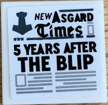 Tile 2 x 2 with Newspaper 'NEW ASGARD Times' and '5 YEARS AFTER THE BLIP' Pattern (Sticker) - Set 76200