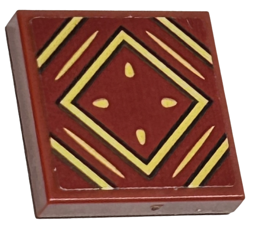 Tile 2 x 2 with Gold Square and Lines with Black Outlines Pattern (Sticker) - Set 76416