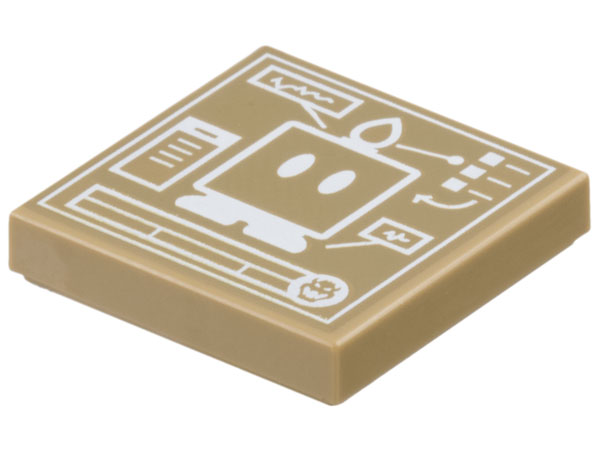 Tile 2 x 2 with White Super Mario Bob-omb Schematic Pattern