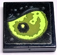 Tile 2 x 2 with Olive Green and Yellowish Green Eye with Black Pupil Pattern Model Left Side (Sticker) - Set 70435